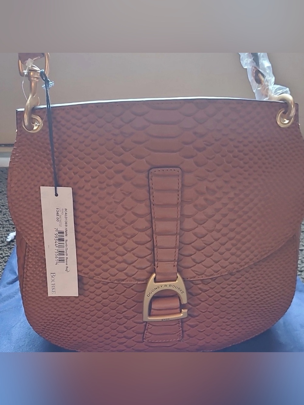 NWT retired Dooney & Bourke North/South Reece Embossed Leather Bag MSRP $348
